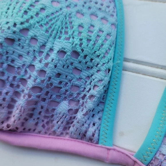 Victoria's Secret Lilac Purple Blue Lace String Bikini Swim Top Triangle 34B - Picture 6 of 12